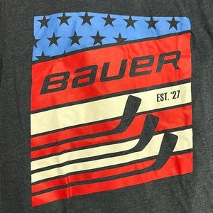 Bauer Hockey patriotic sticks red white blue T-shirt